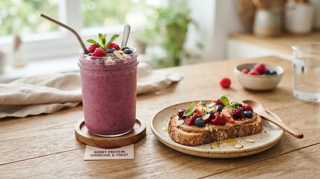 Berry Protein Smoothie & Toast